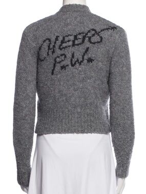 Paloma Wool Gray Script-Back Cropped Knit Sweater